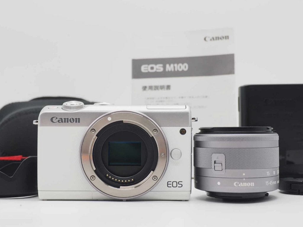 Canon EOS M100 White 24.2 MP Digital Camera 15-45mm Lens [Near Mint]
