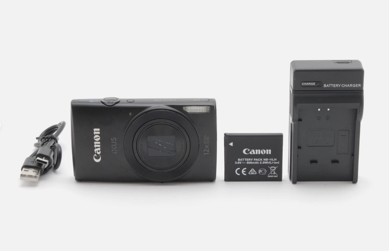 Canon IXUS170 Black 20MP Compact Digital Camera From JAPAN